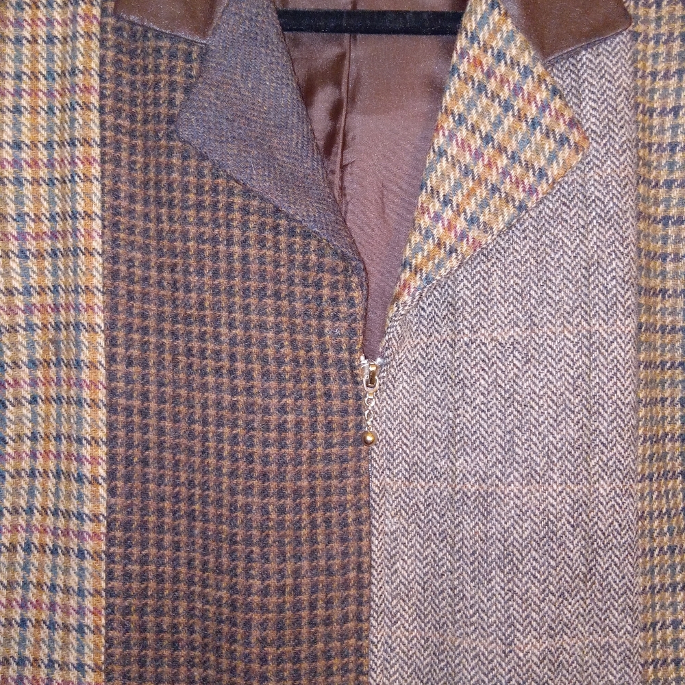 Patchwork Blazer With Faux Leather Collar - image 2